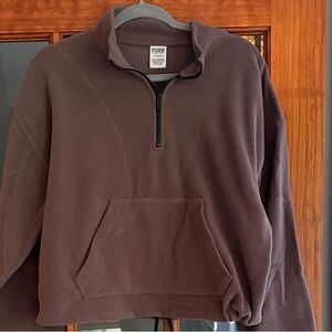 PINK Victoria's Secret Brown Quarter-Zip Sweatshirt